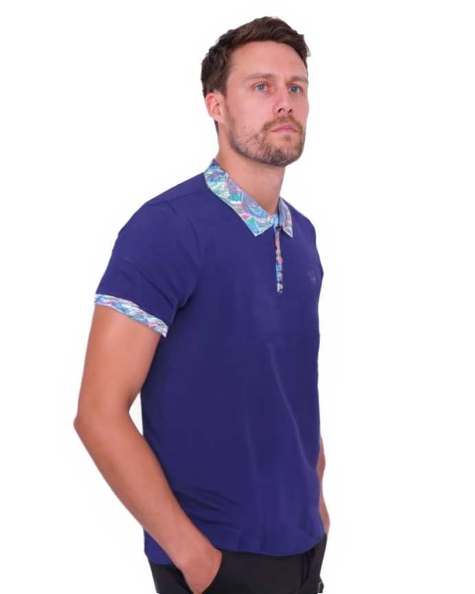Purple Polo T-Shirt With Paisley Collar