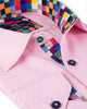 Pink Dress Shirt with Colourful Inner Collar and Cuff Detail