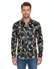 Dark Blue Baroque Chain & Paisley Print Men`s Shirt