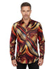 Oscar Banks Premium Satin Abstract Flame Pattern Print Shirt
