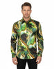 Oscar Banks Premium Satin Green Marble Print Shirt