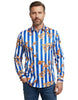 Blue Baroque Stripe Paisley Print Men`s Shirt