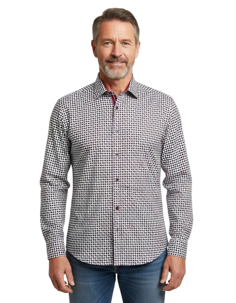 White Seed Print Shirt with Matching Handkerchief