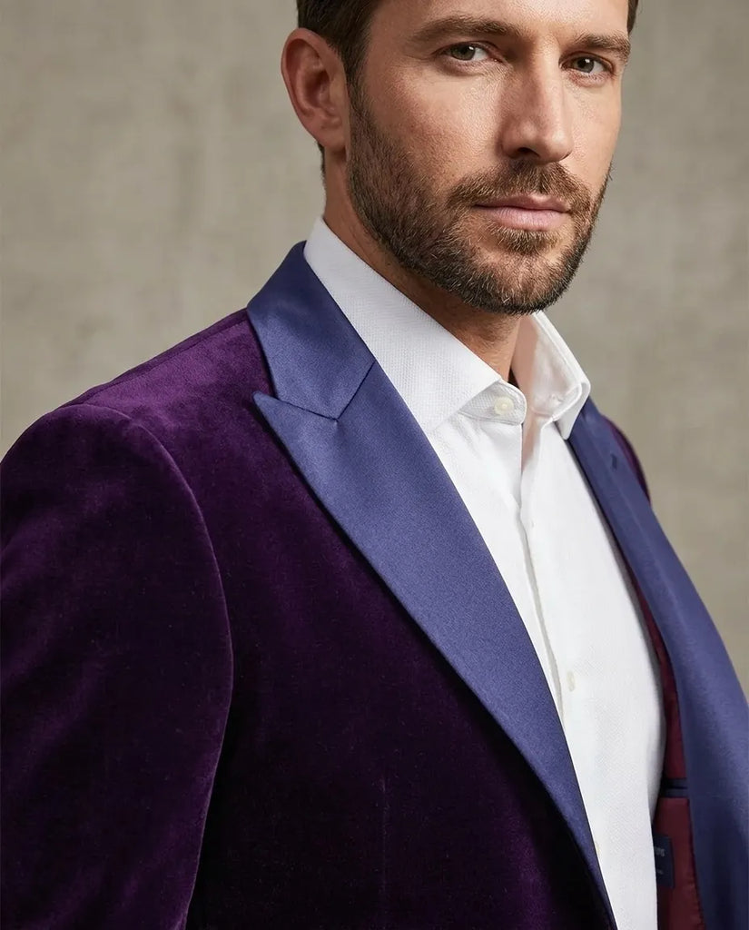 Purple Velvet Feel Plain Blazer