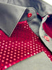 Burgundy Sequin Fashion Shirt with Plain Collar Tip Design