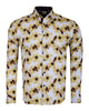 Cream Pure Cotton Honey Bee Print Men's Shirt