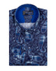 Dark Blue Tartan Paisley Cotton Shirts For Men