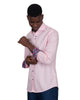 Pink Plain Shirt with Contrasting Stitching on Collar