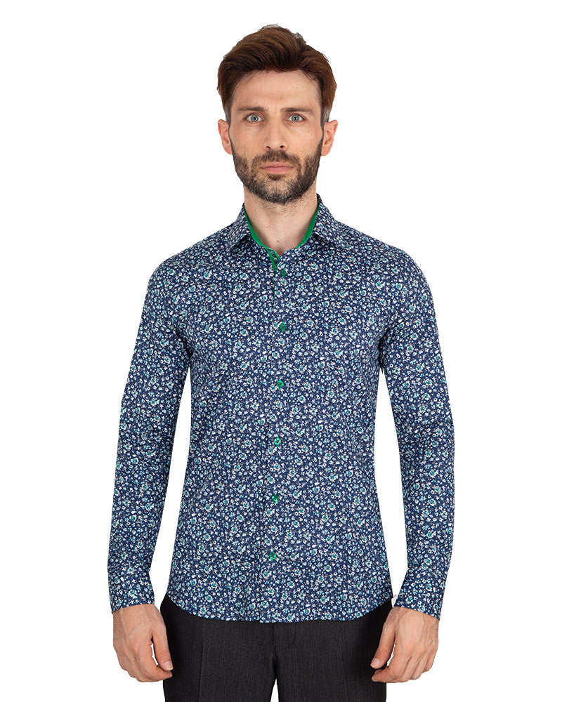 Sky Blue Floral Design with Contrasting Colour Men's shirt