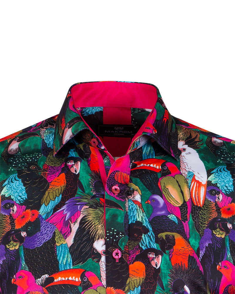 Purple Tropical Bird Print Shirt