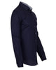 Dark Blue Plain Small Collar Shirt With Floral Insert