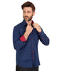 Dark Blue Classic Print Fashion Shirt