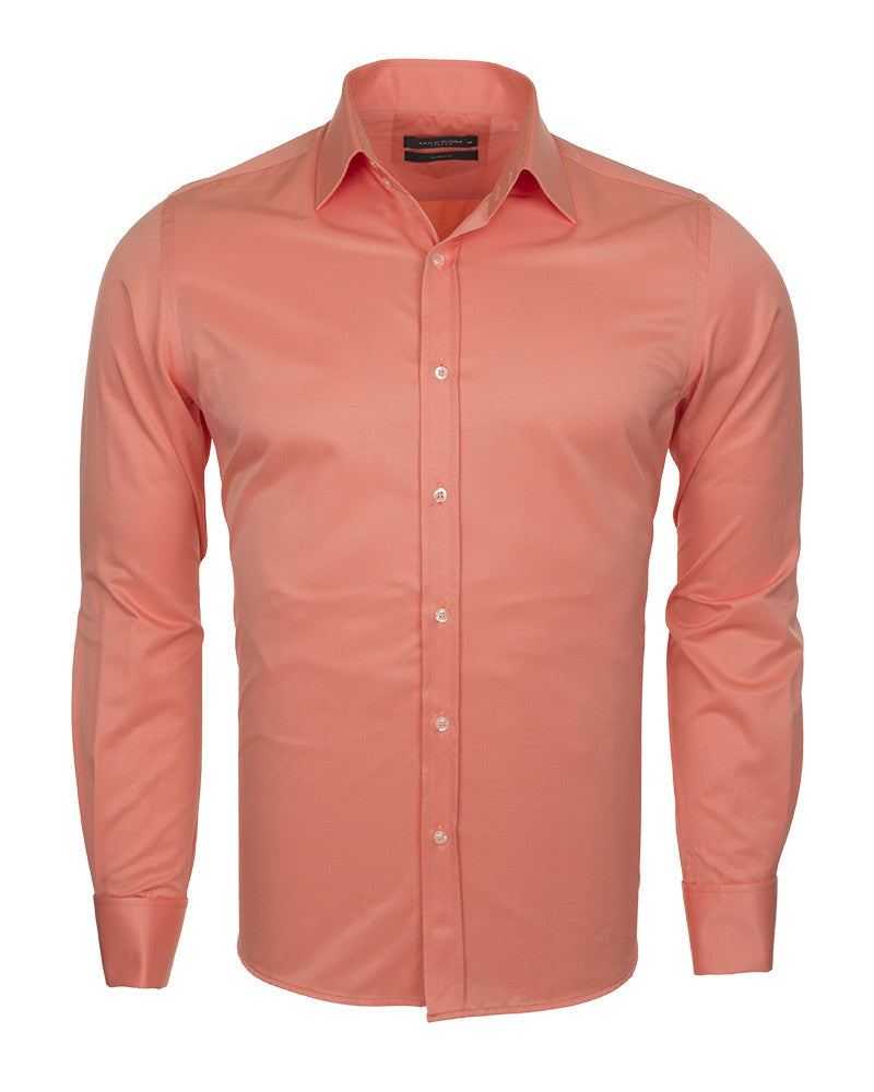 Peach Plain Double Cuffed Shirts