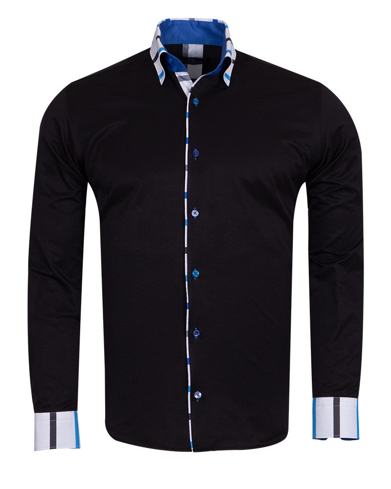 Black Striped Contrasting Design Shirt