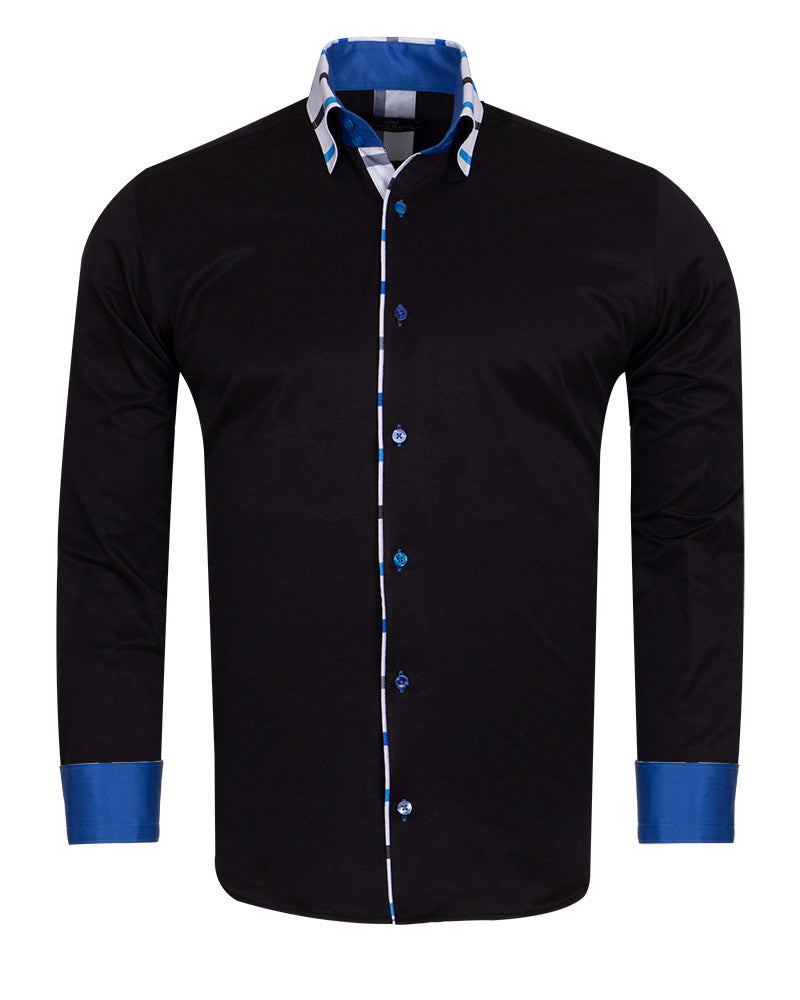 Black Striped Contrasting Design Shirt