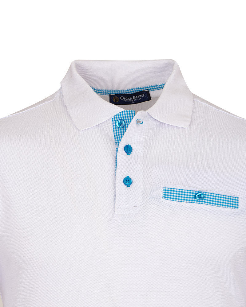 White Polo T-Shirt With Contrasting Collar