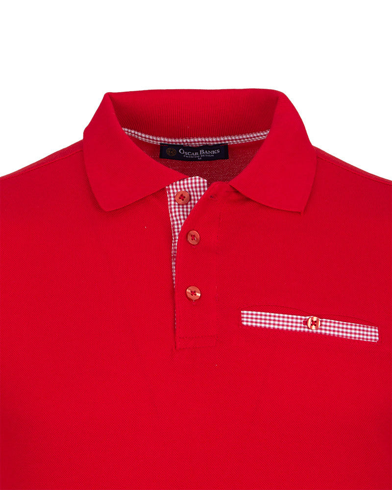 Red Polo T-Shirt With Contrasting Collar