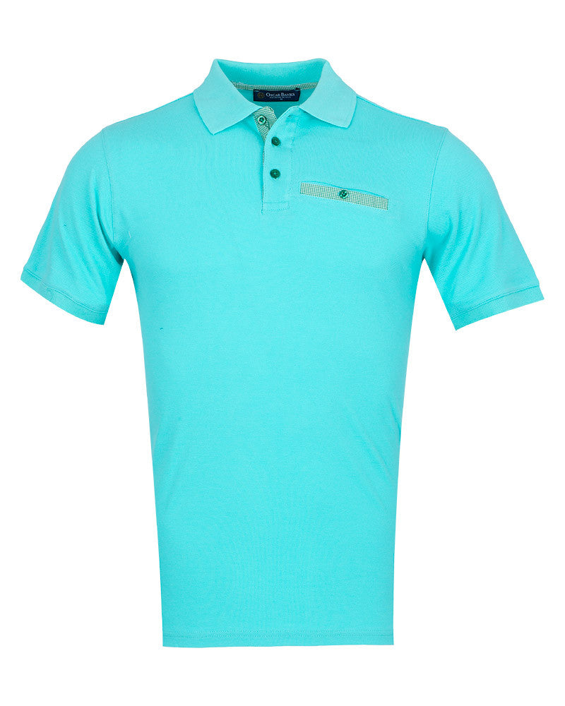 Turquoise Polo T-Shirt With Contrasting Collar