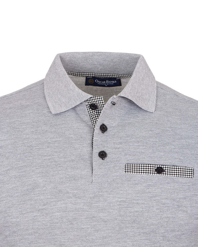 Grey Polo T-Shirt With Contrasting Collar