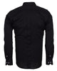 Black Plain Small Collar Shirt With Floral Insert