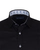 Black Plain Small Collar Shirt With Floral Insert