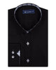 Black Plain Small Collar Shirt With Floral Insert