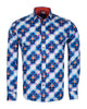 Royal Blue Polka Dotted Cotton Shirts For Men