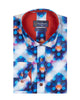 Royal Blue Polka Dotted Cotton Shirts For Men