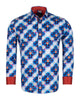 Royal Blue Polka Dotted Cotton Shirts For Men