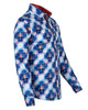 Royal Blue Polka Dotted Cotton Shirts For Men