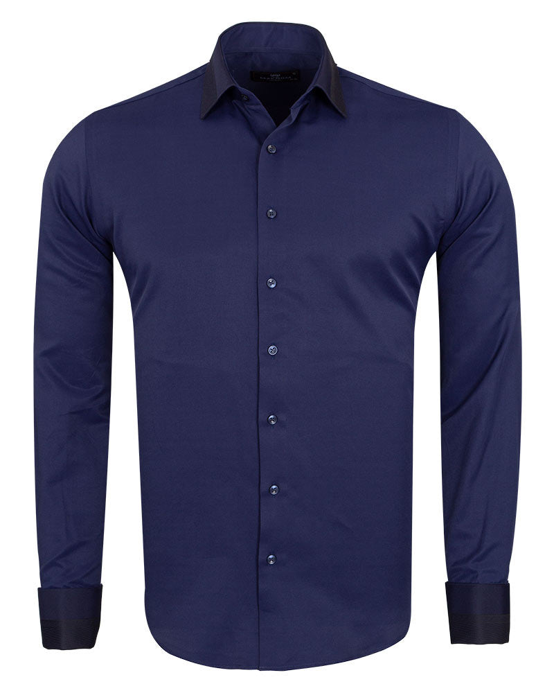 Dark Blue Detailed Double Cuffed Shirts