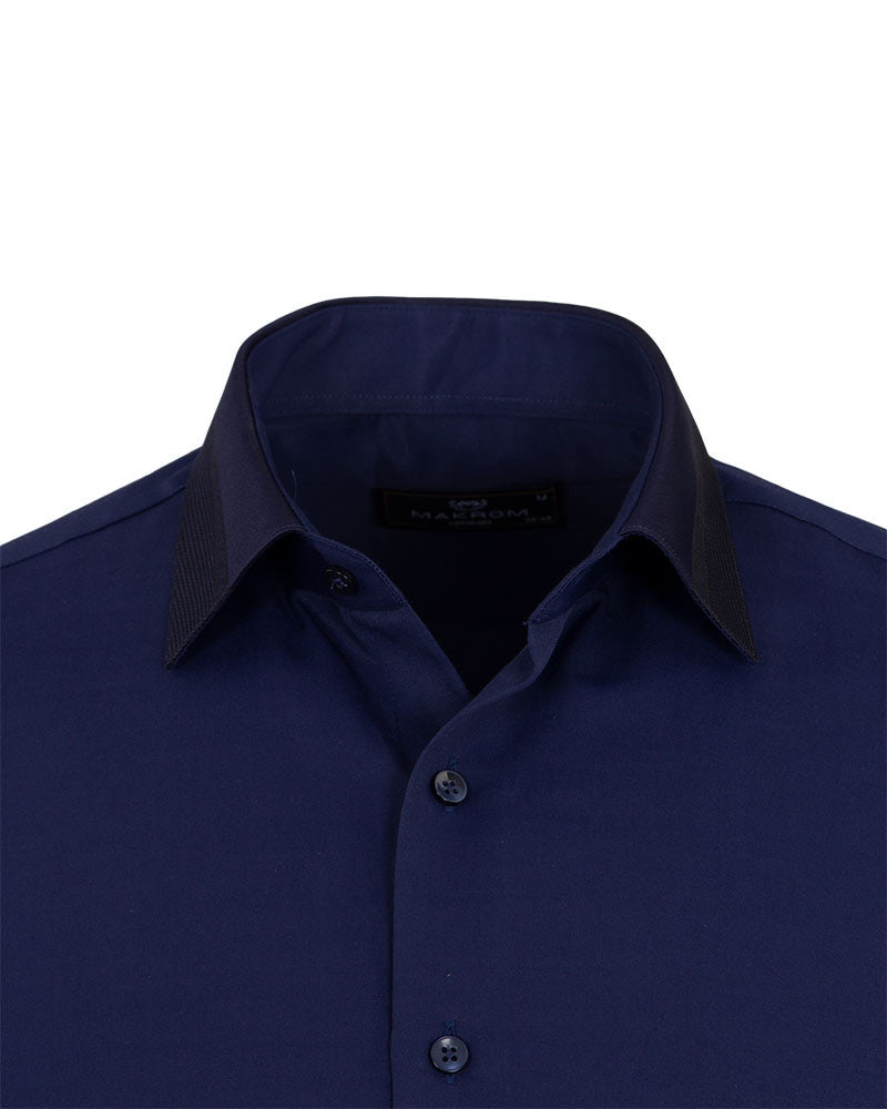 Dark Blue Detailed Double Cuffed Shirts
