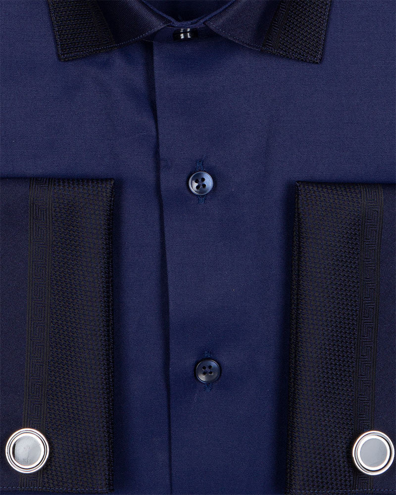 Dark Blue Detailed Double Cuffed Shirts