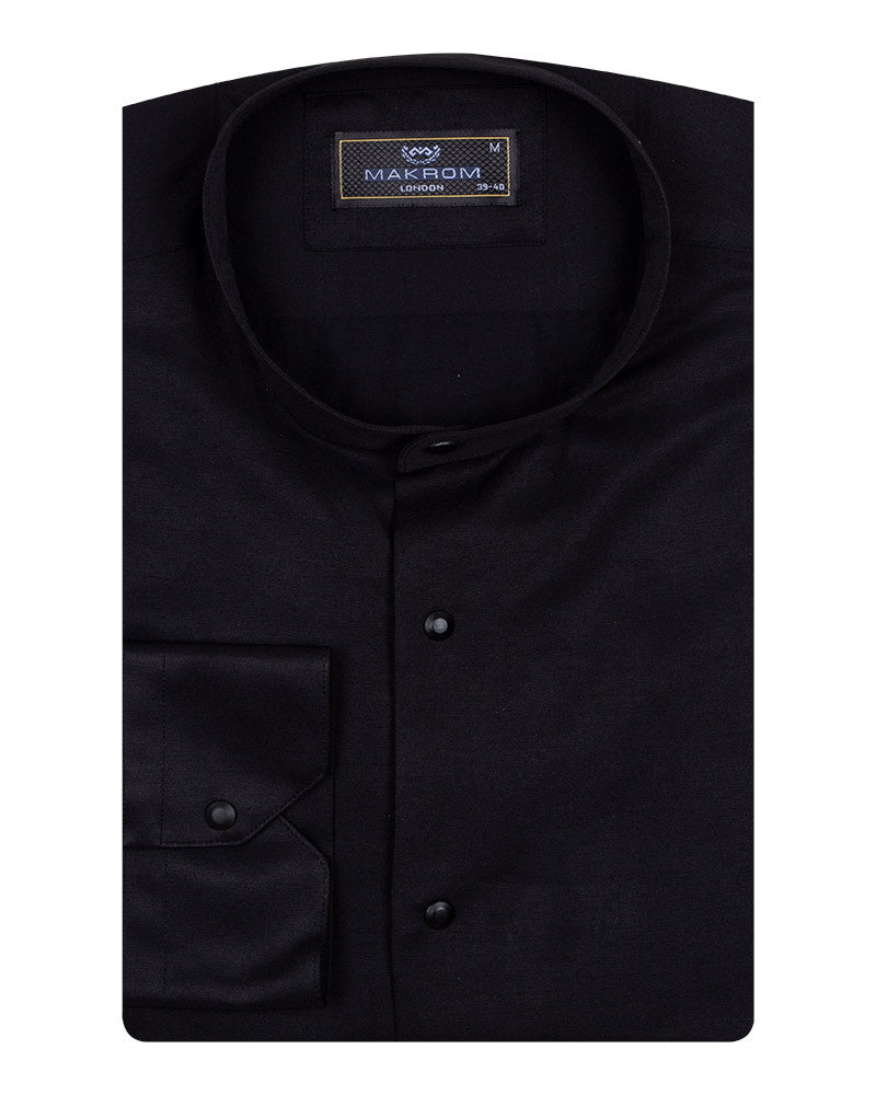 Black Grandad Collar Men's Shirt
