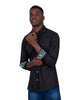 Black Plain Shirt with Contrasting Stitching on Collar