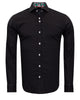 Black Plain Shirt with Contrasting Stitching on Collar