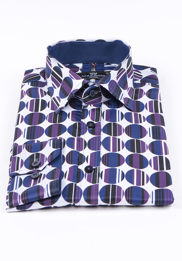 Purple Circle Print Men's Shirt