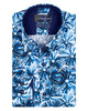 Blossoming Neon Blue Print Cotton Shirts For Men