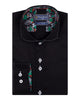 Black Plain Shirt with Contrasting Stitching on Collar