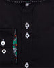 Black Plain Shirt with Contrasting Stitching on Collar