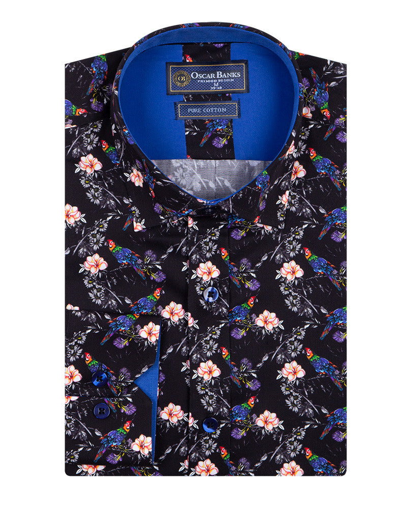 Rain Forest Scarlet Pure Cotton Print Shirt