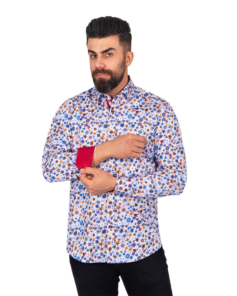 Retro Floral Pure Cotton Print Shirt