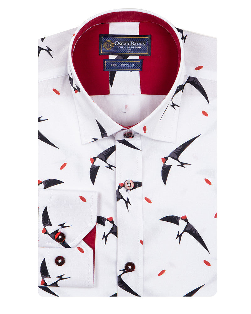 Flying Bird Print Pure Cotton Shirt