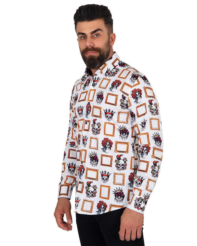 Crowned Skull Print Pure Cotton Shirt