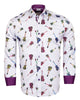 White Guitar Print Men's Shirt
