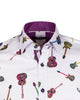 White Guitar Print Men's Shirt