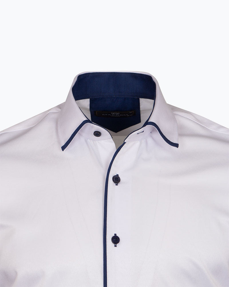 Dark Blue Classic Plain Shirt with Collar Tip Design