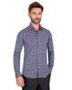 Red Mini Snowflake Print Men's Shirt