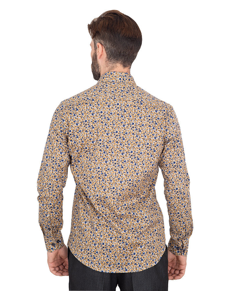 Beige Floral Design with Contrasting Colour Men's shirt