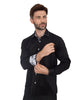 Black Stitching Design Plain Panel Shirt